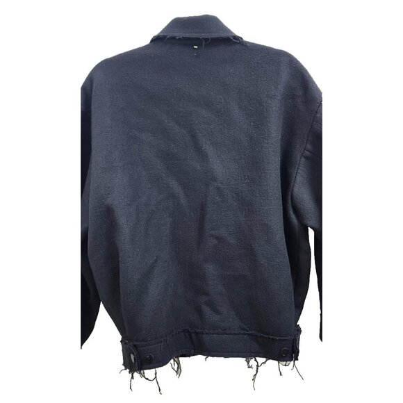 Max Mara Sportmax Black 100% Virgin Wool Jacket Women’s Frayed Hem Italy Size 2 - Picture 8 of 16